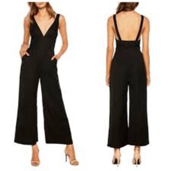 Bardot Pants - Bardot Black Linen Blend Jumpsuit